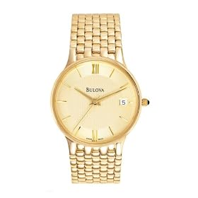 Bulova Wrist Watches - Bulova 95S12 14K Gold Men's Champagne Dial Watch