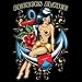 Anchors Aweigh Tattoo T-shirt, Navy Sailor Heart Classic Tattoo Design T-shirt, Old School Vintage Pin-up Tattoo T-shirt, Large, Lt Blue