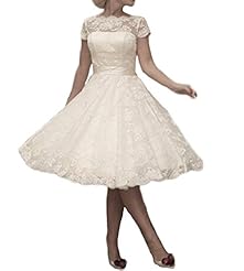 Tea Length Lace Wedding Dress 