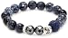 Very Me ''NEW YORK'' Sapphire Swarovski Crystal Faceted Blue Fire Agate Hematite-Color Bracelet, 10m