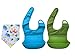 MadisonRose Silicone Baby Bibs, Comfort-Fit Fabric Neck, Rolls Up for Storage, Blue/Green