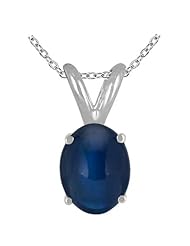 1.25Ct Oval Sapphire Pendant in 14k White Gold