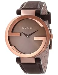 Gucci Womens YA133309 Interlocking Brown Strap Watch