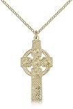 Gold Filled Kilklispeen Irish Irish Celtic Cross Medal Pendant 1 3/8 x 5/8" Inches 0242GF--Comes With 18" Inch Gold Filled Lite Curb Chain In A Grey Velvet Gift Box