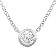1/2ct Platinum Bezel Set Round Solitaire Diamond Pendant (HI/I1) with a 14k white gold 16" chain