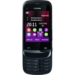 Nokia C2-03 Handy (Dual SIM, Touchscreen Slider, 2MP Kamera, Bluetooth) schwarz