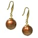 8.5-9.5mm Chocolate Freshwater Pearl Drop Earrings on 14K Yellow Gold