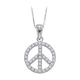 14K White Gold 1/4 ct. Diamond ''Peace Symbol'' Pendant with Chain 14K White Gold 1/4 ct. Diamond ''Peace Symbol'' Pendant with Chain