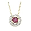 14K Yellow Gold 0.06 ct. Diamond and 1/4 ct. Ruby Necklace - 16"