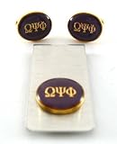 Omega Psi Phi Fraternity Greek Gold Cufflinks & Money Clip Set