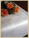 Armani International, Finesse Collection, Luxury European Jacquards Linen-Cotton Table Runner (18x90-inch) in White, chic & elegant
