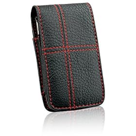 For BlackBerry TOUR 9630 Stylish Red Stitching Cross Flip Carrying Case Pouch Holster