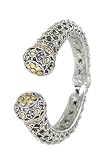2 Tone Vintage Style Cuff Bangel Bracelet Hinged Classic Antique Inspired
