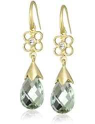 Renata de Dalmas White Topaz and Faceted Green Amethyst Drop Earrings