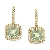 Green Amethyst(4.78ct) and Diamond(.42ct) Earrings