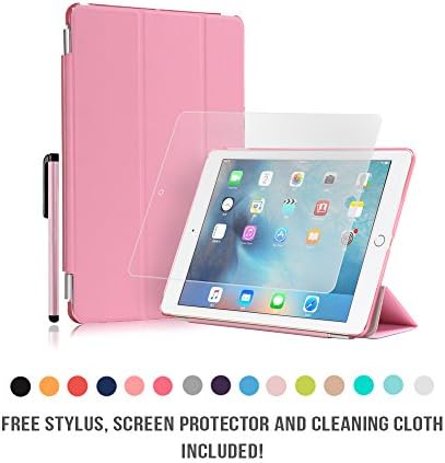 iPad Pro 9.7 Case by JACKIT Auto Lock Magnetic Connection Hard Back Case Cover Front Smart Wake/Sleep Front Stand Cover Drop Shock Proof FREE Stylus Screen Protector Cloth Apple iPad Pro [Pink]