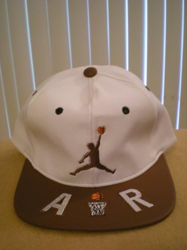 SRM H-007 White / Brown Air Jordan Jumpman True Snapback Cap - Men's Retro PVC Cap