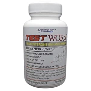 Testosterone Booster Supplement TEST WORx - 6 Week Cycle - 100% Made in the USA! Ingredients clinically proven in HUMAN trials to raise testosterone levels by 70-132%. Read More Below...