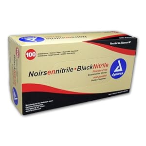 Dynarex Black Nitrile Exam Gloves, Heavy-Duty, Powder Free, Large, Box/100