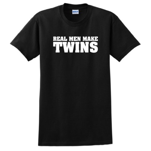 Real Men Make Twins Funny Dad Maternity Short Sleeve T-Shirt (NOT Maternity Sized) Funny Daddy To Be Husband First Time Father Maternity Support Pregnancy Humor Baby Cute Short Sleeve Tee