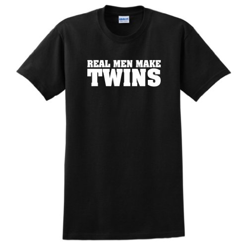 Real Men Make Twins Funny Dad Maternity Short Sleeve T-Shirt (NOT Maternity Sized) Funny Daddy To Be Husband First Time Father Maternity Support Pregnancy Humor Baby Cute Short Sleeve Tee