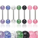 Body Accentz&trade; 7 Ultra Sparkle Acrylic Tongue Ring 14g - In Assorted Colors