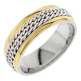 Cable two tone gold mens band