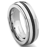 Titanium 8MM Black Cable Wedding Band Ring