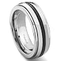 Titanium 8MM Black Cable Wedding Band Ring