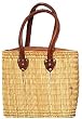 Moroccan Straw Summer Beach / Purse with Leather Zip Top 15" x 11" x 4.5"