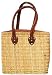 Moroccan Straw Summer Beach / Purse with Leather Zip Top 15" x 11" x 4.5"