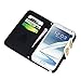 Galaxy Note 2 Case,Landfox Black Fresh Cute Flip Wallet Leather Case (Samsung Galaxy Note 2 N7100)