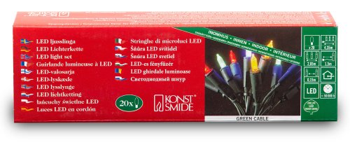 Konstsmide 6300-500 LED Minilichterkette (10 bunte Dioden, Retro Design, 230V, 0.48W, f&uuml;r innen, gr&uuml;nes Kabel)