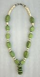 Green & Cream Bead & Stone Necklace