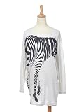 Anna-Kaci Free Size Zebra Print Light Grey Long Sleeve Flowy Long Tunic Shirt