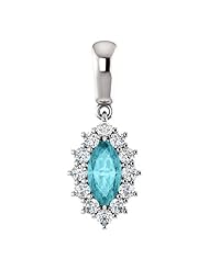 Platinum 8.00x4.00mm Marquise Cut Blue Zircon and Diamond Pendant -- LIFETIME WARRANTY