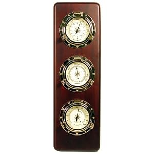Weather Station Porthole Nautical Barometer Thermometer Hygrometer in Cherry by West and Company