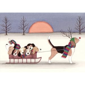 12 pack Beagle Christmas Cards