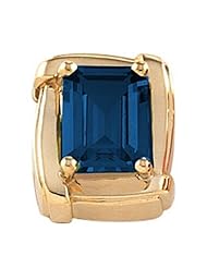 10K Yellow Gold Emerald Cut Chatham Created Sapphire Pendant -- LIFETIME WARRANTY