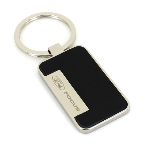 Ford Focus Rectangular Shaped Key Chain W/ Leather Insert