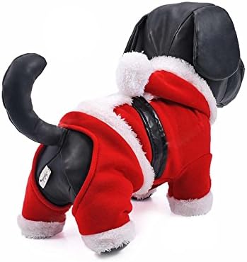 Red Classic Christmas Outfit Santa Claus Pet Dog Winter Warm Overcoat Hoodies Clothes Dog's Coats Medium
