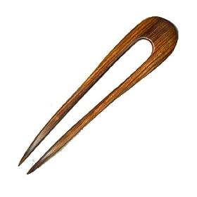 Baerreis Original Design Hair Fork "Rosebud" Style Natural Exotic Central American Cocobolo Rose Wood Five Inch PRONG