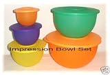 Tupperware Impressions 5 Piece Mixing Bowl SET in Mixed Colors