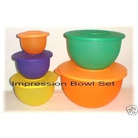 Tupperware Impressions 5 Piece Mixing Bowl SET in Mixed Colors by Tupperware