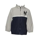 MLB New York Yankees Baby / Infant Athletic Zip-Up Coat / Jacket with Embroidered Logo - Blue & Grey (Size: 6-9)