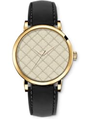 SPRAWL Aanalog Fashion Series Gold Ladies Watches of Genuine Black Leather Strap,Unique Wrist Watch for Women Girls Designed with Texture of a mattress