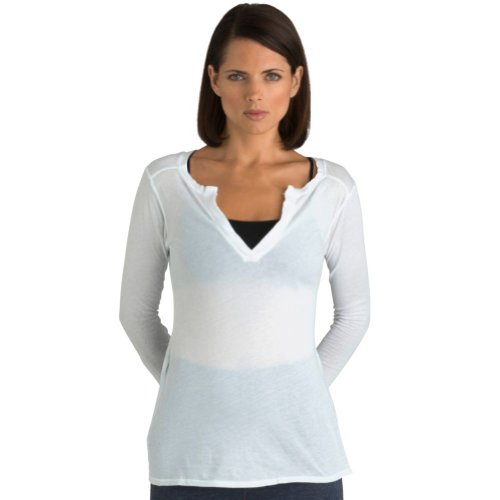 Beyond Yoga Organic Pima Long Sleeve Henley (White, Large) On Sale