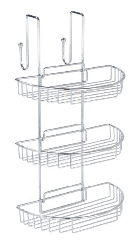 Wenko 3318810100 Bad-H&auml;ngeregal - 3 abnehmbare Ablagen, 2 Haken, Chrom, 28 x 51 x 27.3 cm