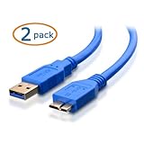 Cable Matters® 2 Pack, SuperSpeed USB 3.0 Type A to Micro-B Cable in Blue 3 Feet