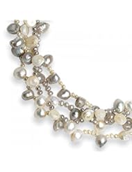 Sterling Silver 18 Inch Freshwater Cultured Grey & White Baroque Pearl Necklace